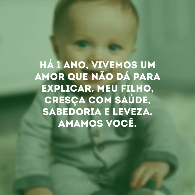 Há 1 ano, vivemos um amor que não dá para explicar. Meu filho, cresça com saúde, sabedoria e leveza. Amamos você.
