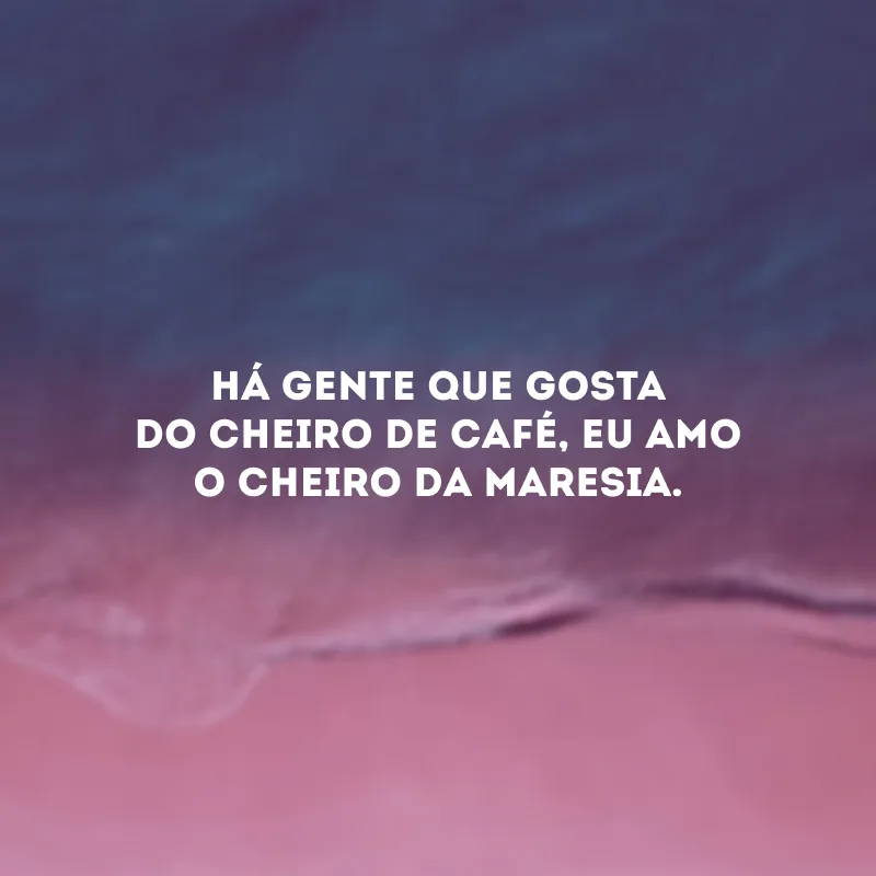 Há gente que gosta do cheiro de café, eu amo o cheiro da maresia.