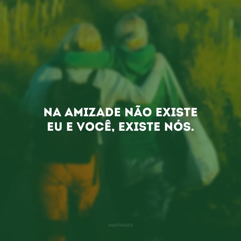 Na amizade não existe eu e você, existe nós.