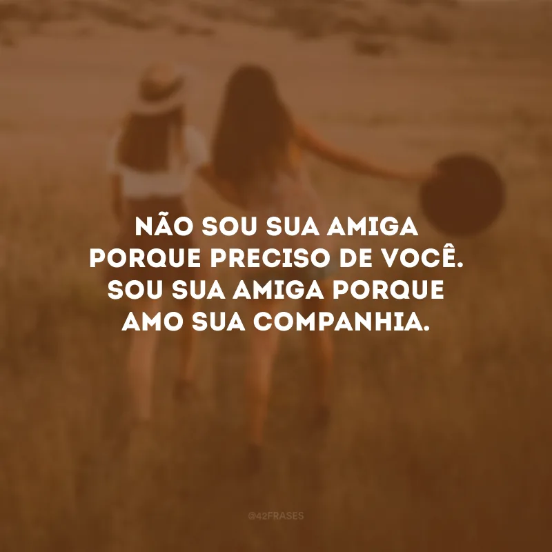 Não sou sua amiga porque preciso de você. Sou sua amiga porque amo sua companhia.