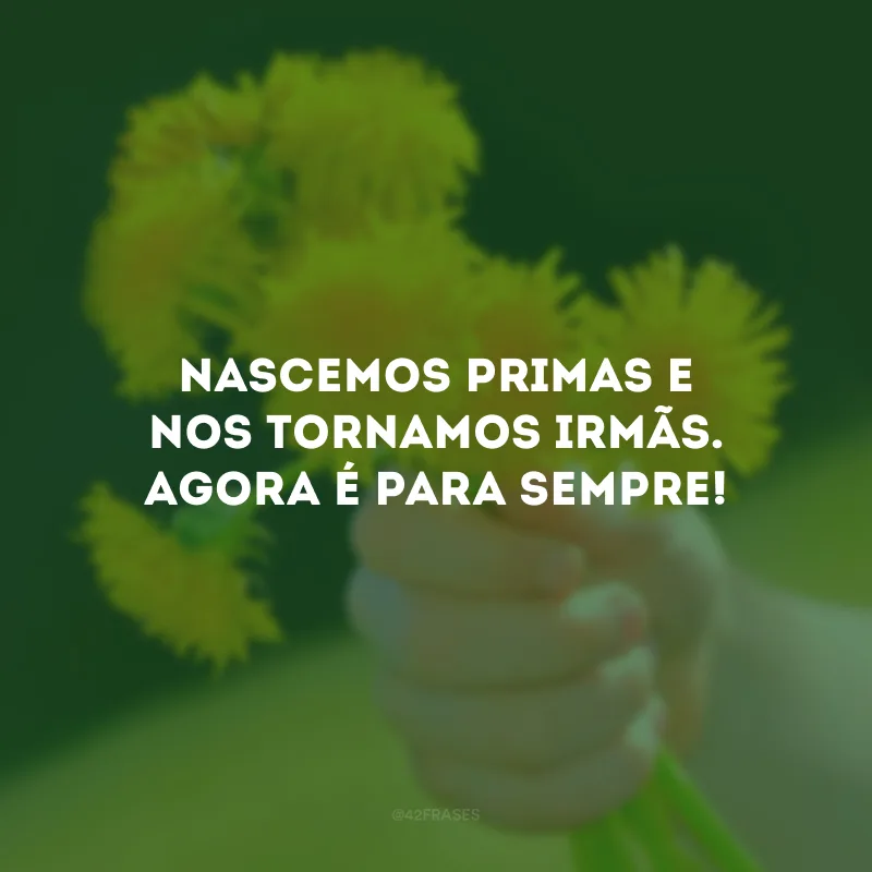 Nascemos primas e nos tornamos irmãs. Agora é para sempre!