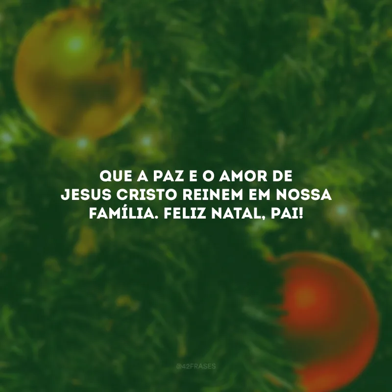 Que a paz e o amor de Jesus Cristo reinem em nossa família. Feliz Natal, pai!