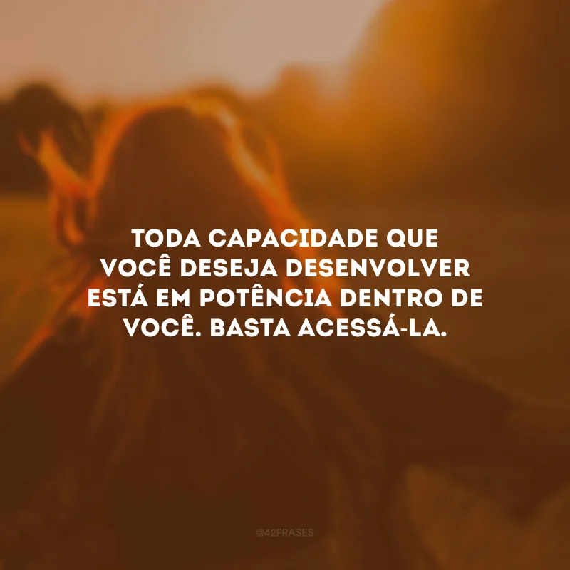 Toda capacidade que você deseja desenvolver está em potência dentro de você. Basta acessá-la. 
