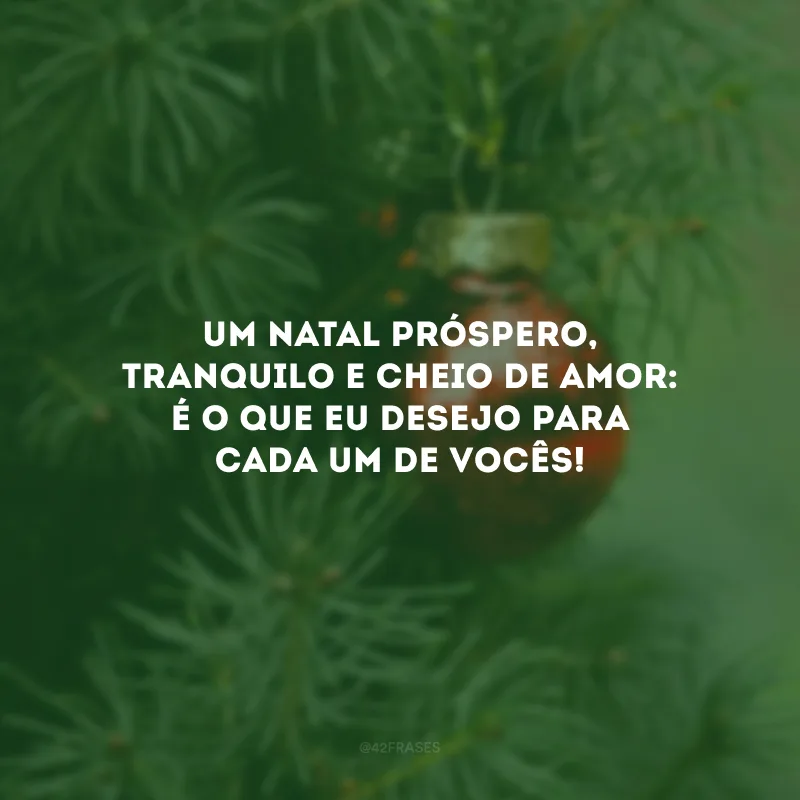 Um Natal próspero, tranquilo e cheio de amor: é o que eu desejo para cada um de vocês!