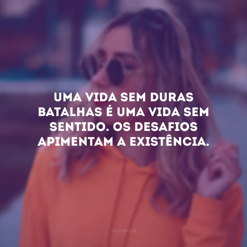 Uma vida sem duras batalhas é uma vida sem sentido. Os desafios apimentam a existência.