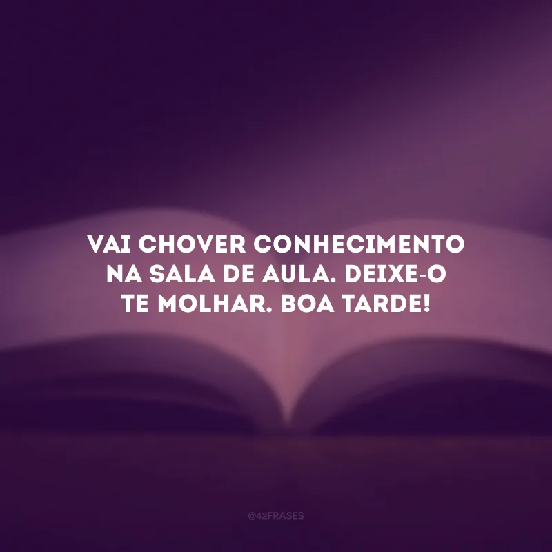 Vai chover conhecimento na sala de aula. Deixe-o te molhar. Boa tarde!