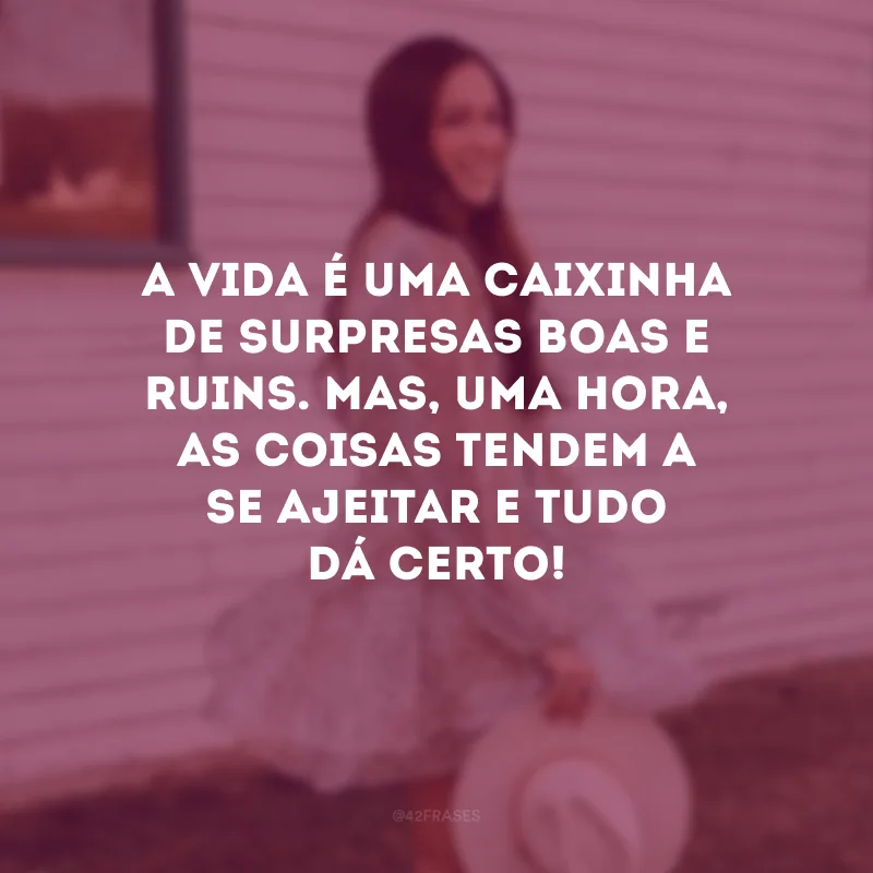 A vida é uma caixinha de surpresas boas e ruins. Mas, uma hora, as coisas tendem a se ajeitar e tudo dá certo!