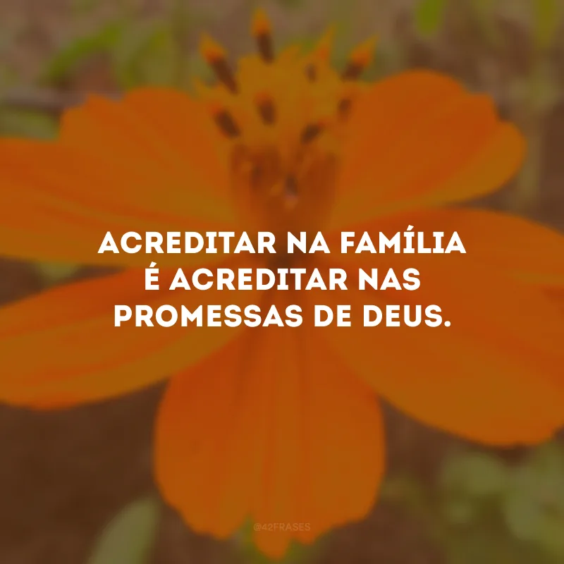 Acreditar na família é acreditar nas promessas de Deus.