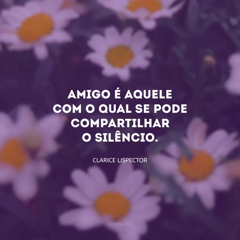 Amigo é aquele com o qual se pode compartilhar o silêncio.