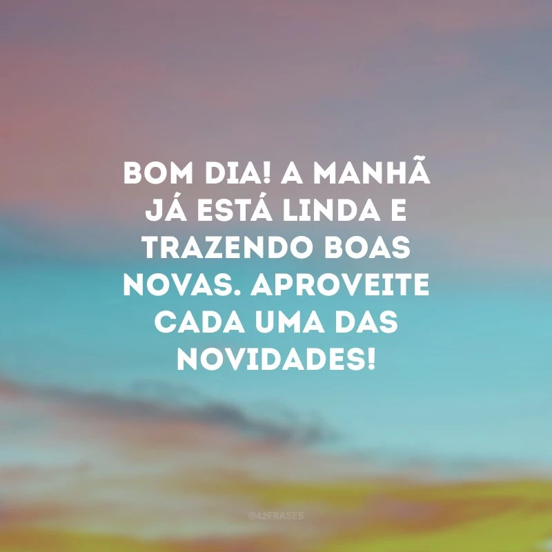 Bom dia! A manhã já está linda e trazendo boas novas. Aproveite cada uma das novidades!