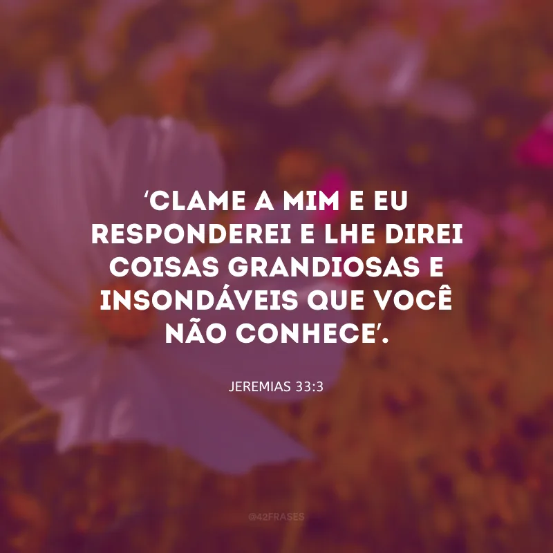 ‘Clame a mim e eu responderei e lhe direi coisas grandiosas e insondáveis que você não conhece’.