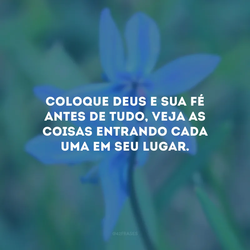 Coloque Deus e sua fé antes de tudo, veja as coisas entrando cada uma em seu lugar.