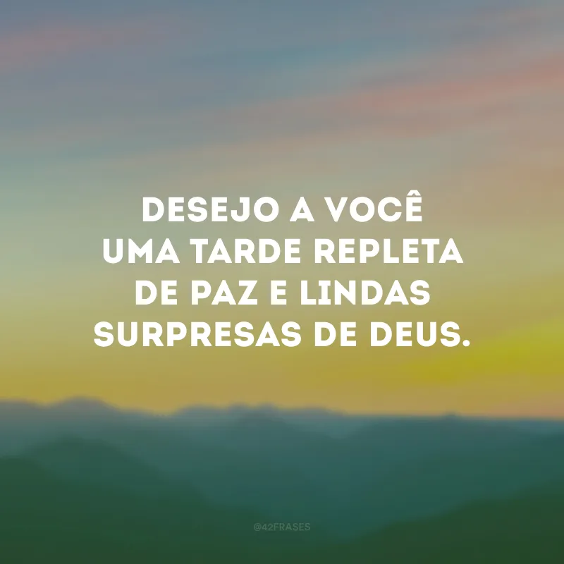 Desejo a você uma tarde repleta de paz e lindas surpresas de Deus.