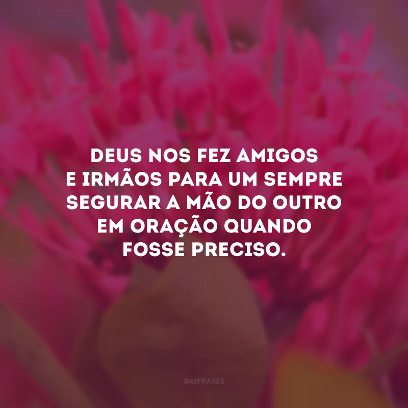 Deus nos fez amigos e irmãos para um sempre segurar a mão do outro em oração quando fosse preciso.