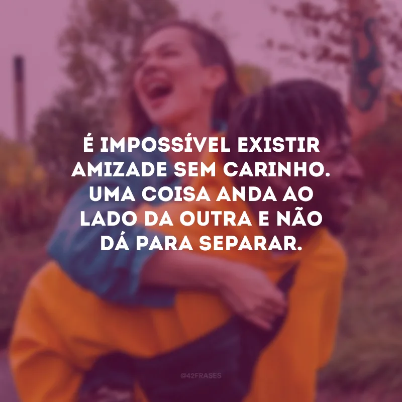 É impossível existir amizade sem carinho. Uma coisa anda ao lado da outra e não dá para separar.