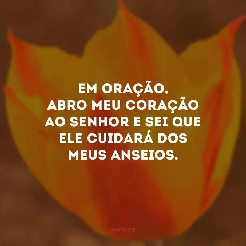 Em oração, abro meu coração ao Senhor e sei que Ele cuidará dos meus anseios.