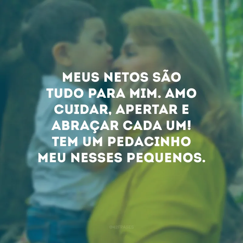 Meus netos são tudo para mim. Amo cuidar, apertar e abraçar cada um! Tem um pedacinho meu nesses pequenos.