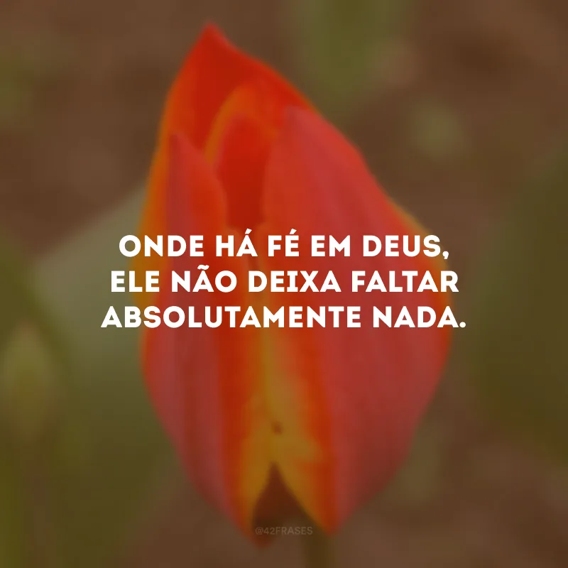 Onde há fé em Deus, Ele não deixa faltar absolutamente nada.