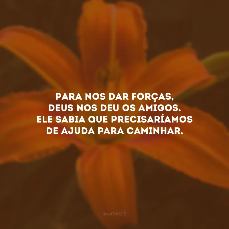 Para nos dar forças, Deus nos deu os amigos. Ele sabia que precisaríamos de ajuda para caminhar.