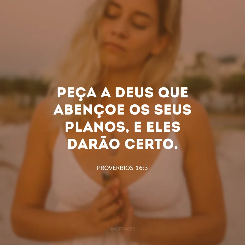Peça a Deus que abençoe os seus planos, e eles darão certo.