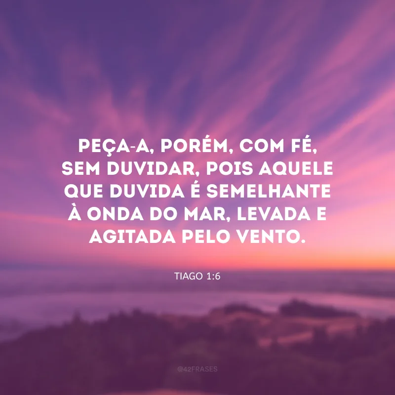 Peça-a, porém, com fé, sem duvidar, pois aquele que duvida é semelhante à onda do mar, levada e agitada pelo vento.