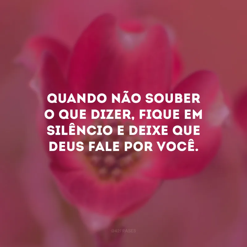 Quando não souber o que dizer, fique em silêncio e deixe que Deus fale por você.