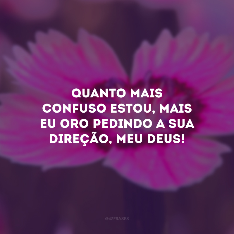 Quanto mais confuso estou, mais eu oro pedindo a Sua direção, meu Deus!