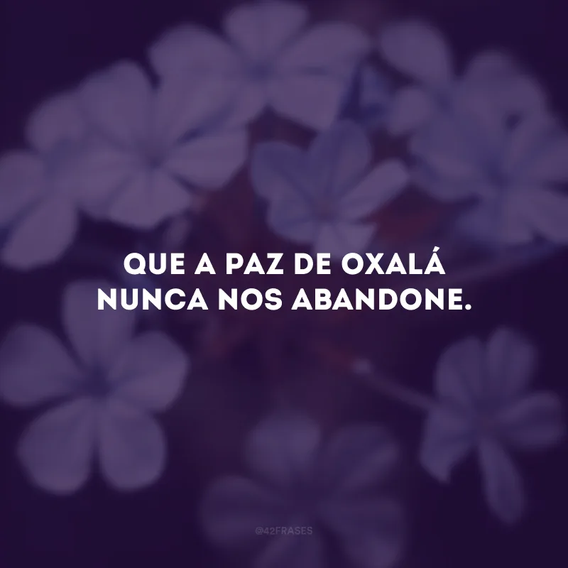 Que a paz de Oxalá nunca nos abandone.