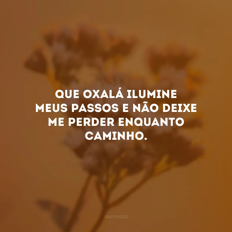 Que Oxalá ilumine meus passos e não deixe me perder enquanto caminho.