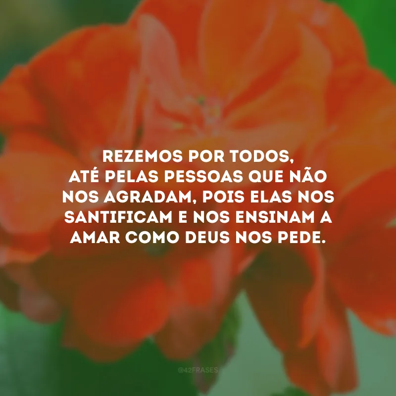 Rezemos por todos, até pelas pessoas que não nos agradam, pois elas nos santificam e nos ensinam a amar como Deus nos pede.
