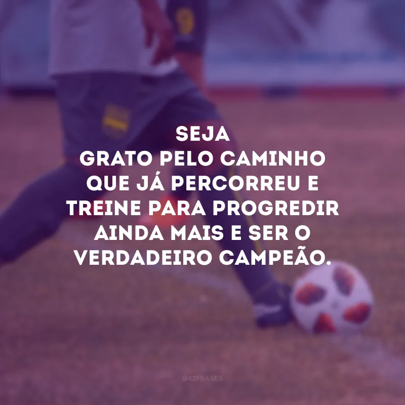 Seja grato pelo caminho que já percorreu e treine para progredir ainda mais e ser o verdadeiro campeão.