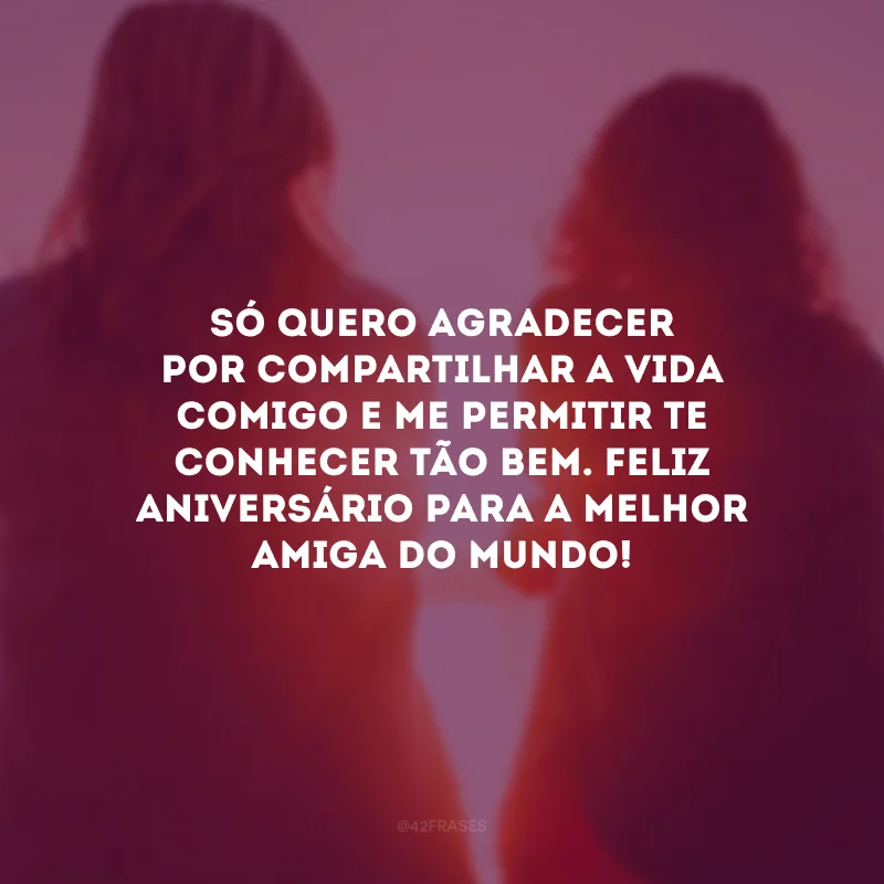 Só quero agradecer por compartilhar a vida comigo e me permitir te conhecer tão bem. Feliz aniversário para a melhor amiga do mundo!