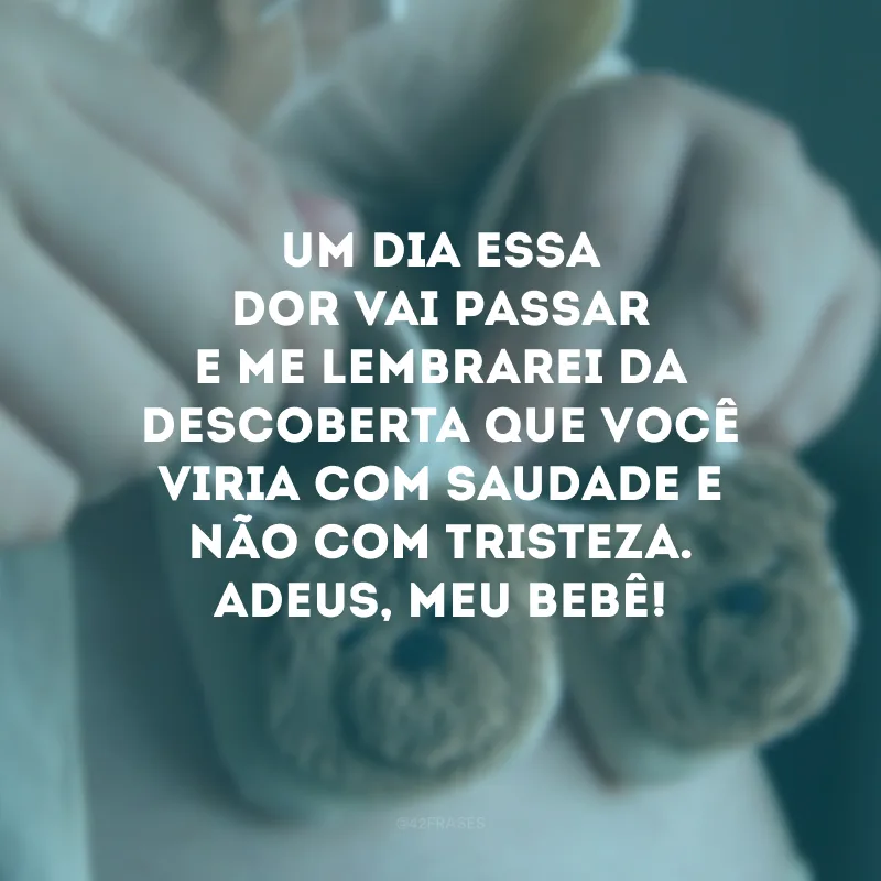 Um dia essa dor vai passar e me lembrarei da descoberta que você viria com saudade e não com tristeza. Adeus, meu bebê!