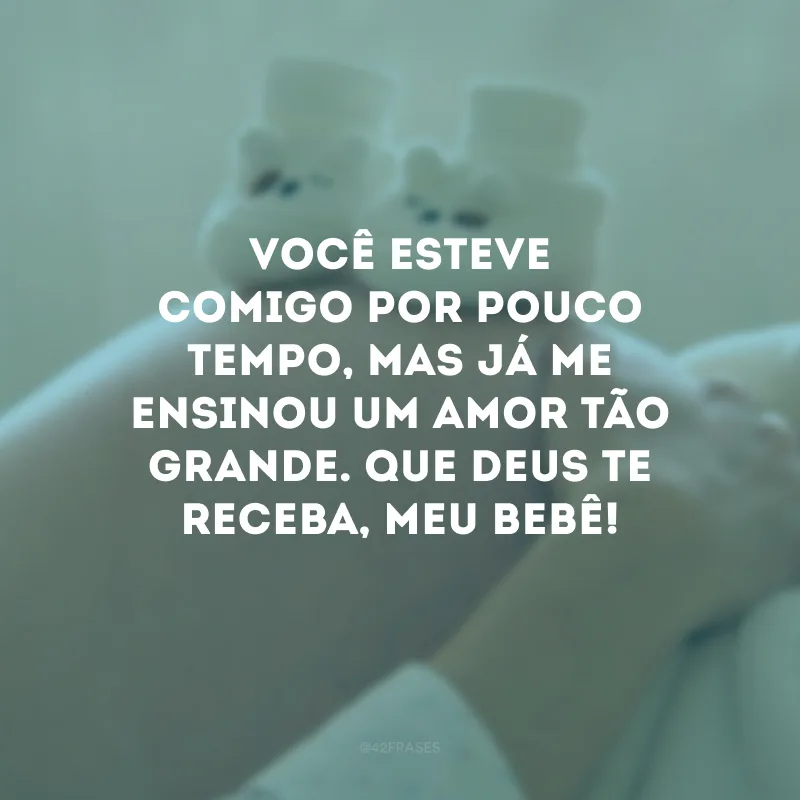 Você esteve comigo por pouco tempo, mas já me ensinou um amor tão grande. Que Deus te receba, meu bebê!