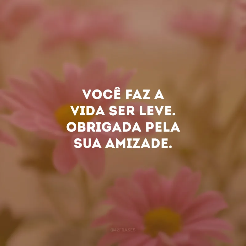 Você faz a vida ser leve. Obrigada pela sua amizade.