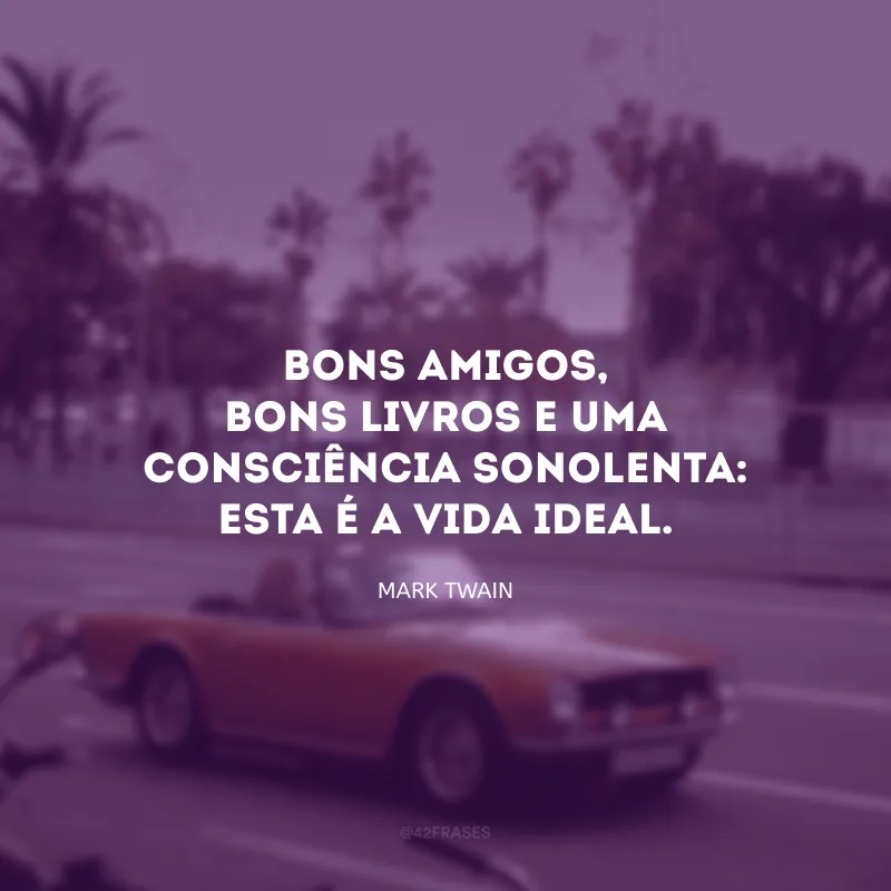 Bons amigos, bons livros e uma consciência sonolenta: esta é a vida ideal.