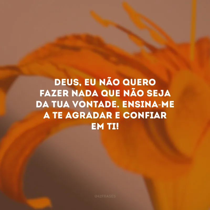 Deus, eu não quero fazer nada que não seja da Tua vontade. Ensina-me a Te agradar e confiar em Ti!