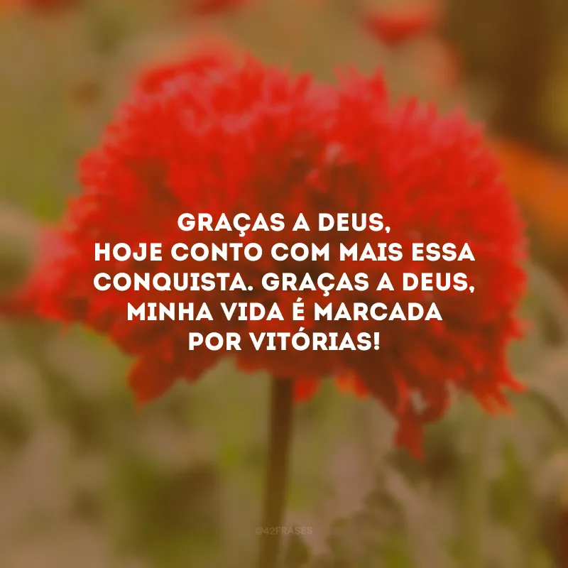 Graças a Deus, hoje conto com mais essa conquista. Graças a Deus, minha vida é marcada por vitórias!