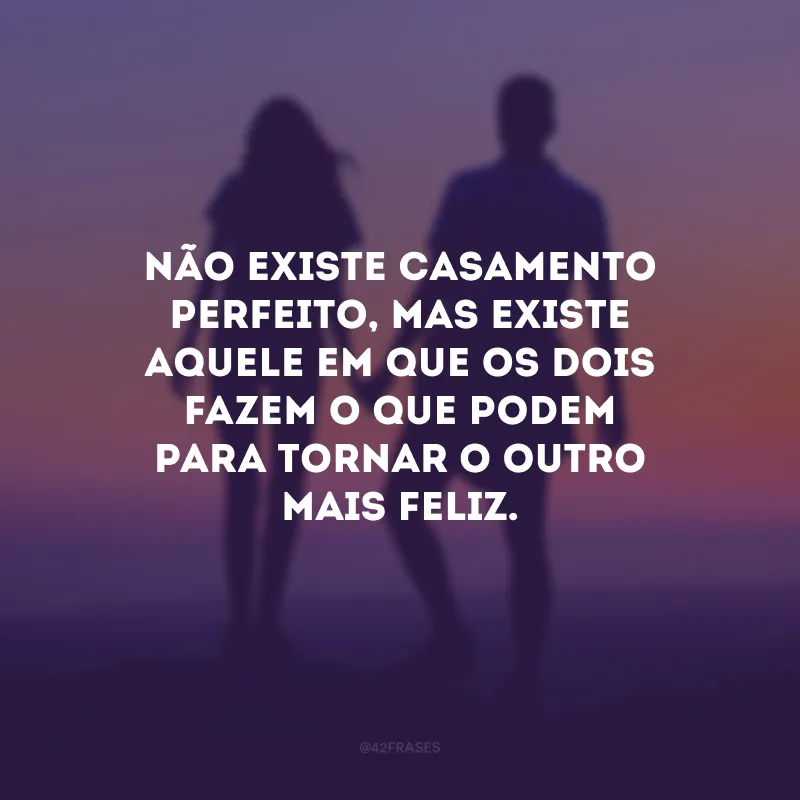 Não existe casamento perfeito, mas existe aquele em que os dois fazem o que podem para tornar o outro mais feliz.