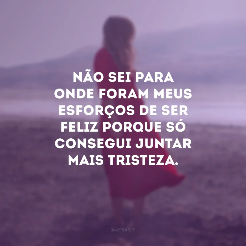 Não sei para onde foram meus esforços de ser feliz porque só consegui juntar mais tristeza.