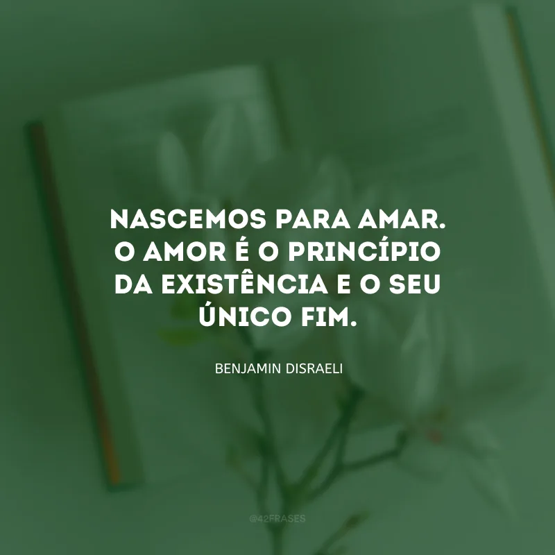 Nascemos para amar. O amor é o princípio da existência e o seu único fim.