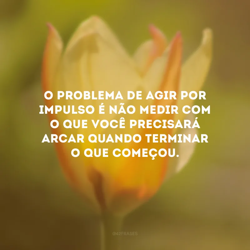 O problema de agir por impulso é não medir com o que você precisará arcar quando terminar o que começou.