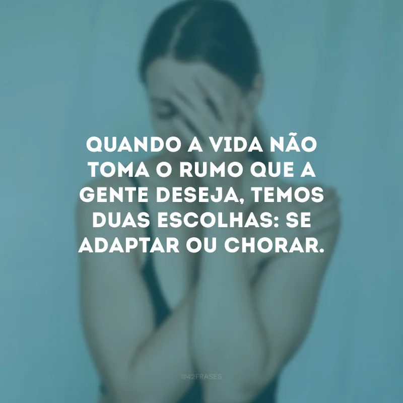 Quando a vida não toma o rumo que a gente deseja, temos duas escolhas: se adaptar ou chorar.