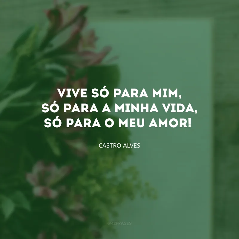 Vive só para mim, só para a minha vida, só para o meu amor!

