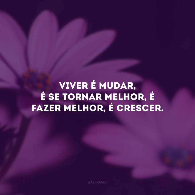 Viver é mudar, é se tornar melhor, é fazer melhor, é crescer.
