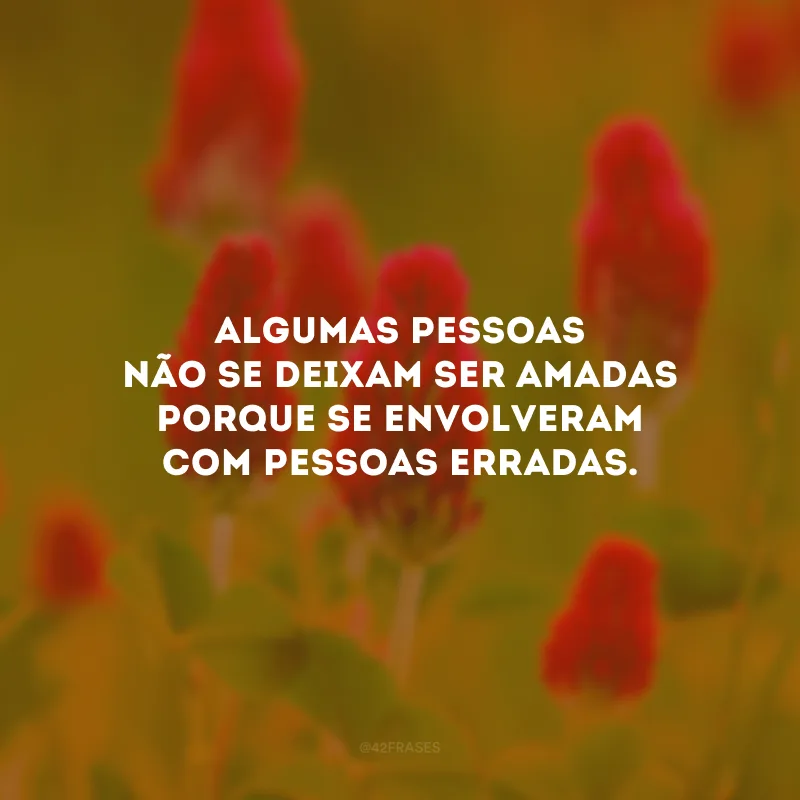 Algumas pessoas não se deixam ser amadas porque se envolveram com pessoas erradas.