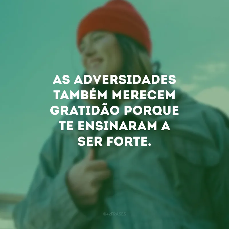 As adversidades também merecem gratidão porque te ensinaram a ser forte.
