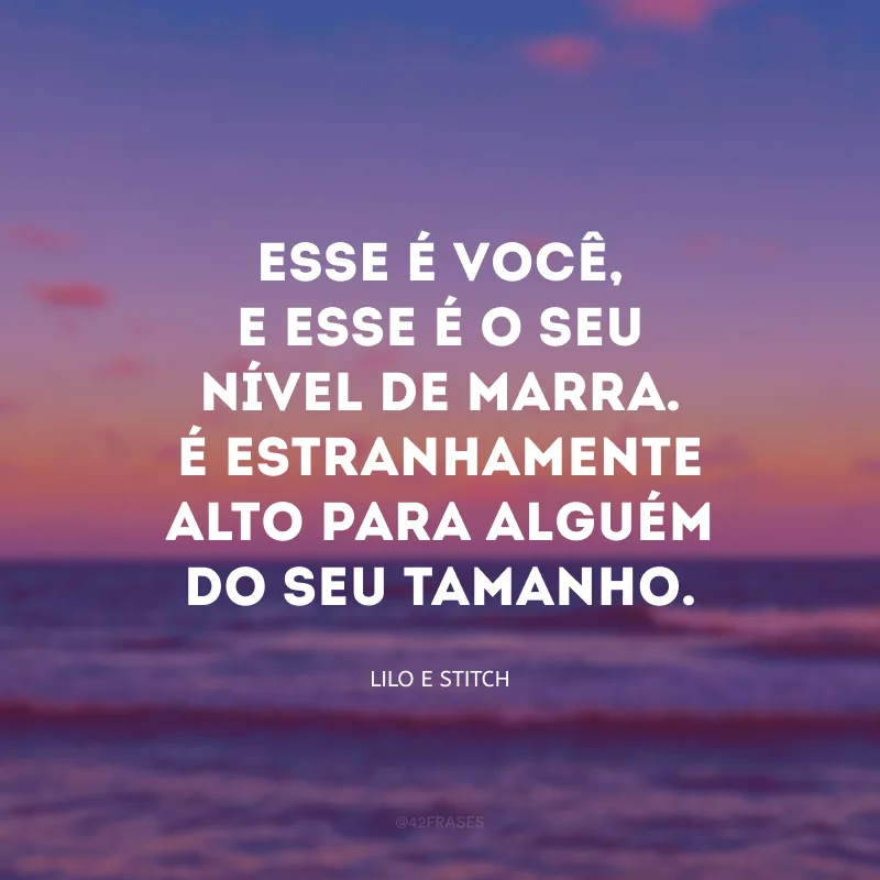 Esse é você, e esse é o seu nível de marra. É estranhamente alto para alguém do seu tamanho.