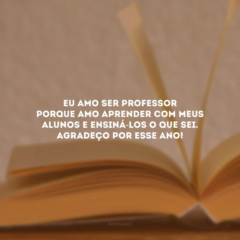 Eu amo ser professor porque amo aprender com meus alunos e ensiná-los o que sei. Agradeço por esse ano!