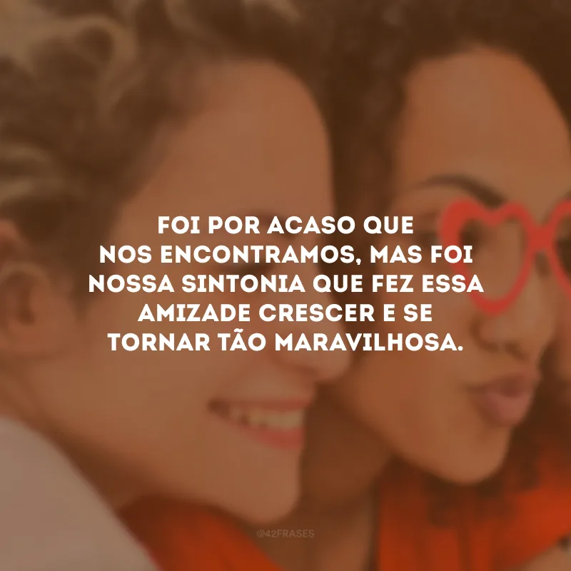 Foi por acaso que nos encontramos, mas foi nossa sintonia que fez essa amizade crescer e se tornar tão maravilhosa.